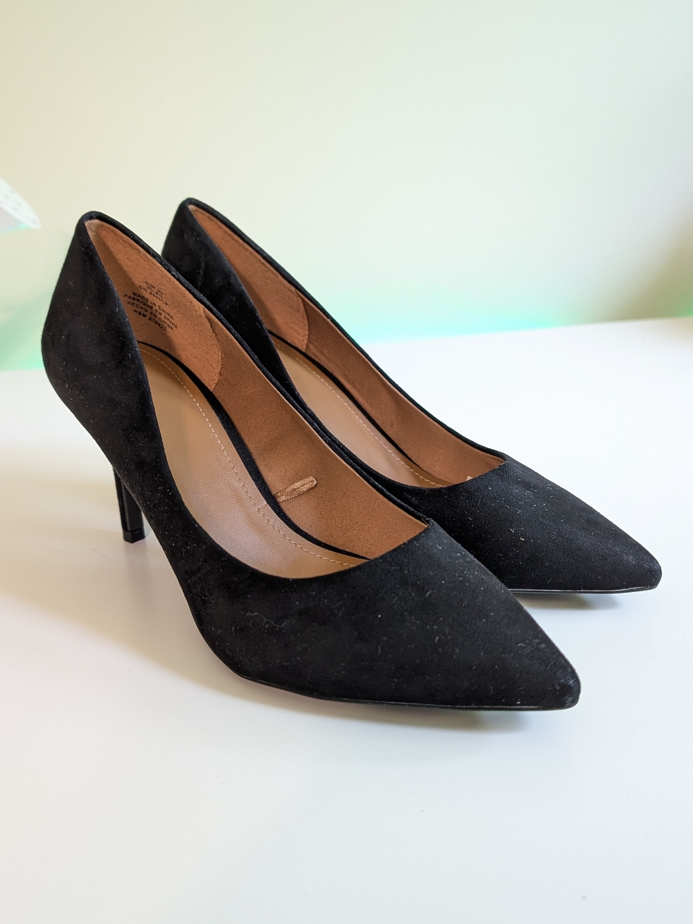 H&M Black Faux Suede Pointed Toe Stiletto Pumps Size 40